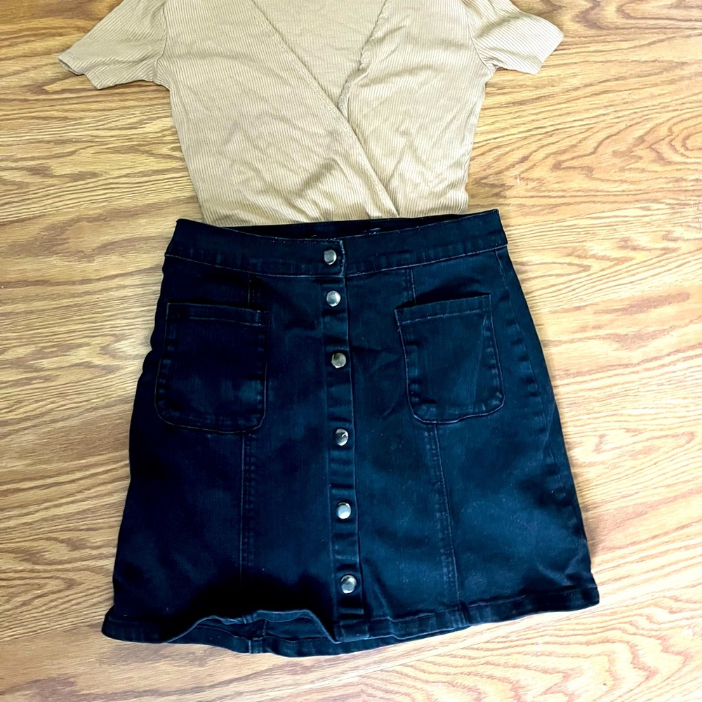 Button down mini skirt
